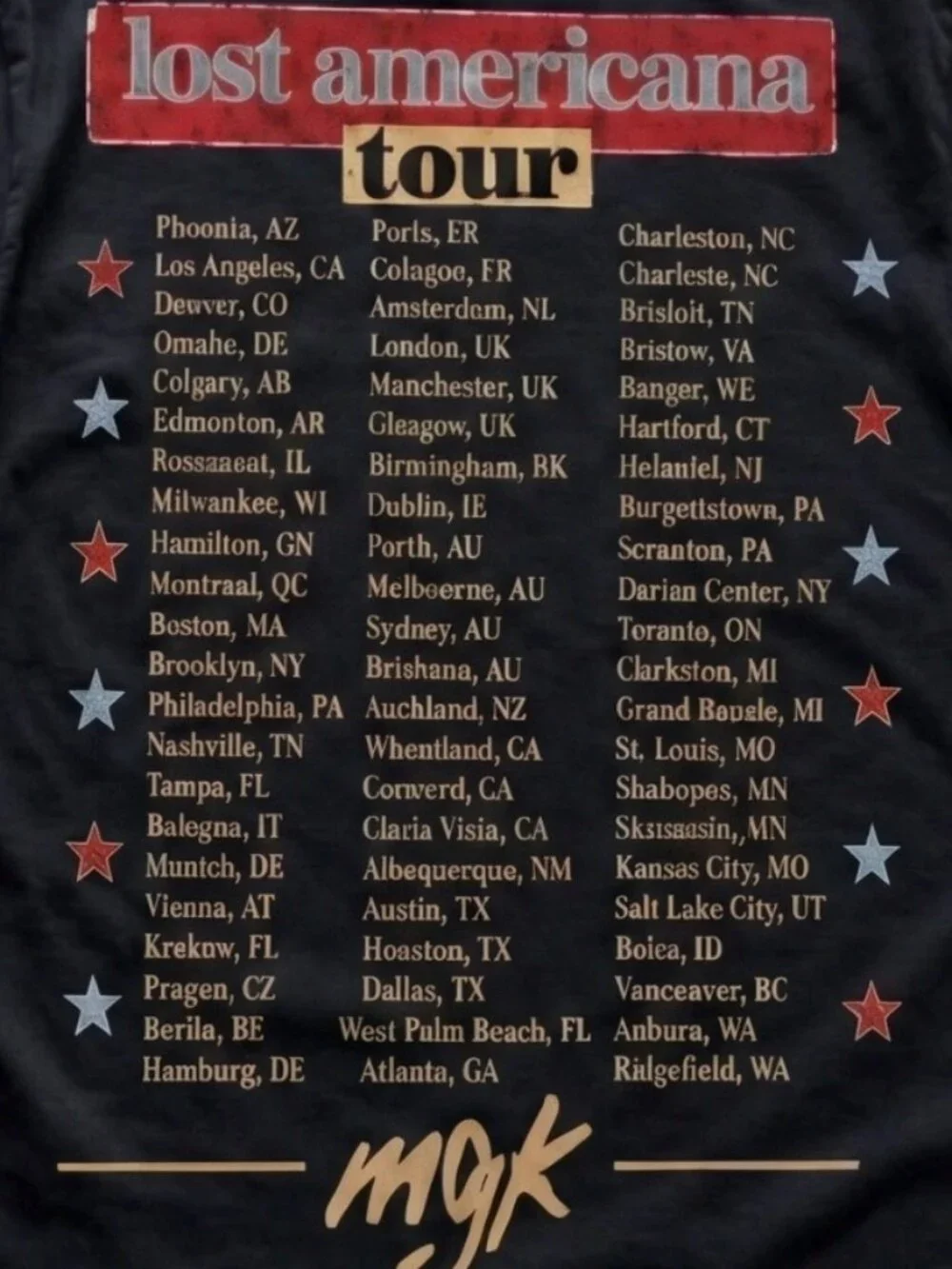 Machine Gun Kelly MGK Lost American Tour 2026 Double Sided T-Shirt